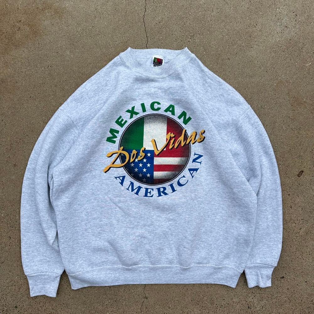Vintage 90s Mexican American Fruit of the Loom Crewneck Sweatshirt